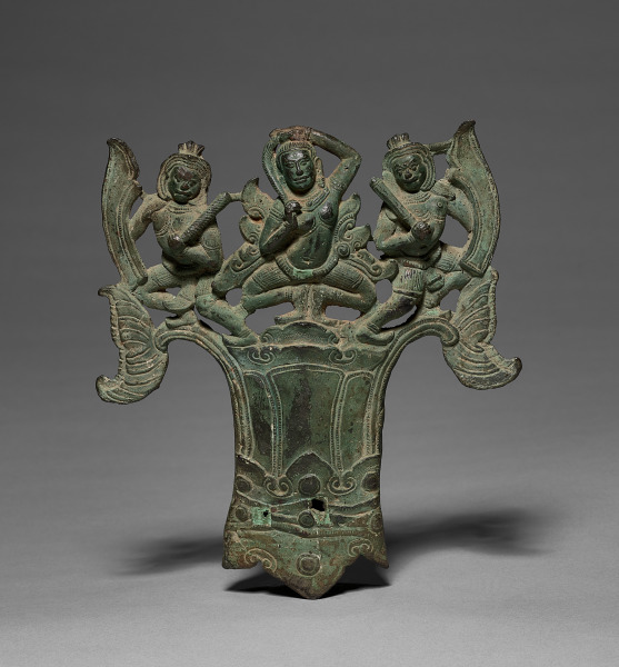 Finial with the temptation of Buddha by Mara