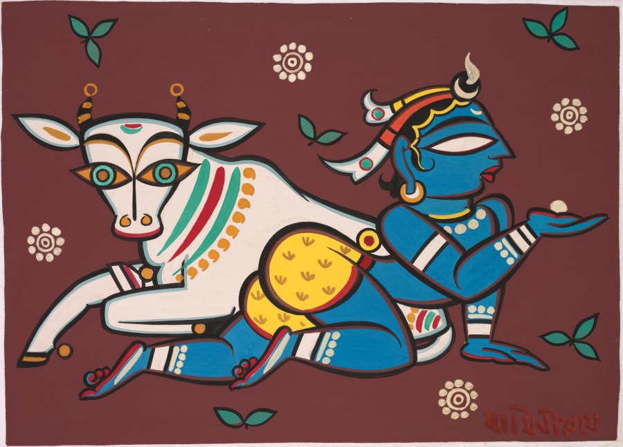 Krishna with Cow 2, Jamini Roy, mid-1900s