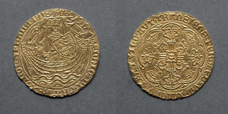 Noble: Henry VI in Ship with Shield of Arms (obverse); Ornamental Cross with Lis Terminals (reverse)