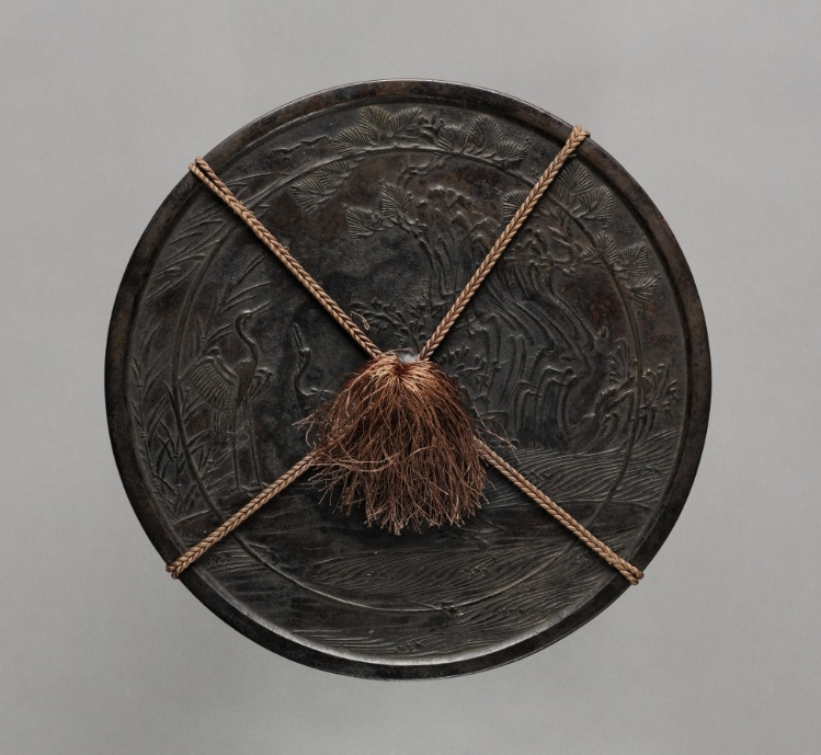 Mirror with Pair of Cranes by Pine