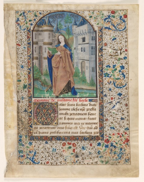 Leaf from a Book of Hours: St. Barbara (2 of 2 Excised Leaves)