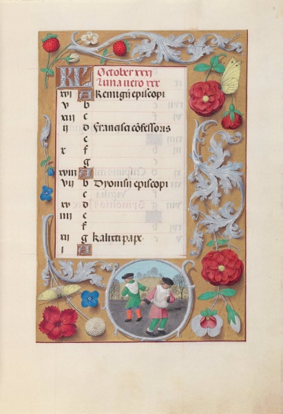 Hours of Queen Isabella the Catholic, Queen of Spain:  Fol. 11r, October