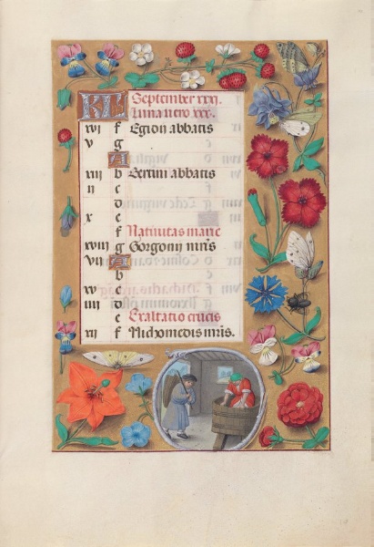 Hours of Queen Isabella the Catholic, Queen of Spain:  Fol. 10r, September