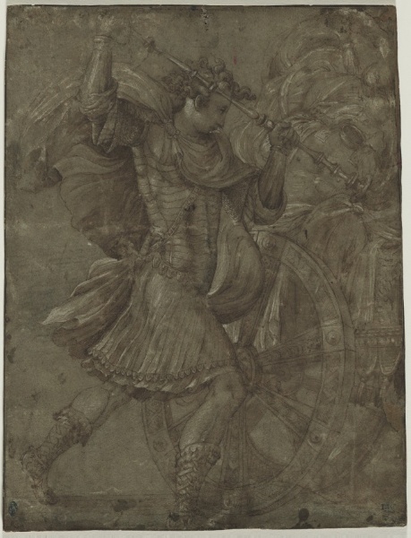 Man in Armor beside a Chariot