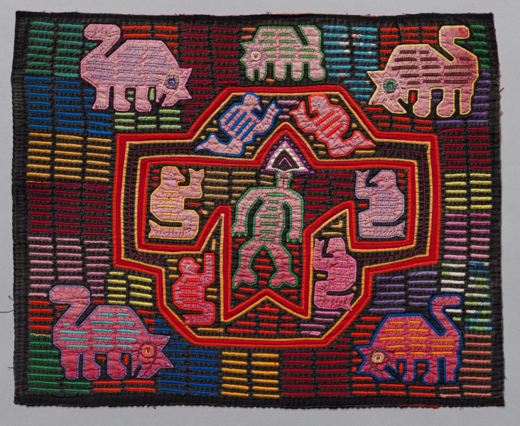 Seven Figures and Five Animals Mola Panel