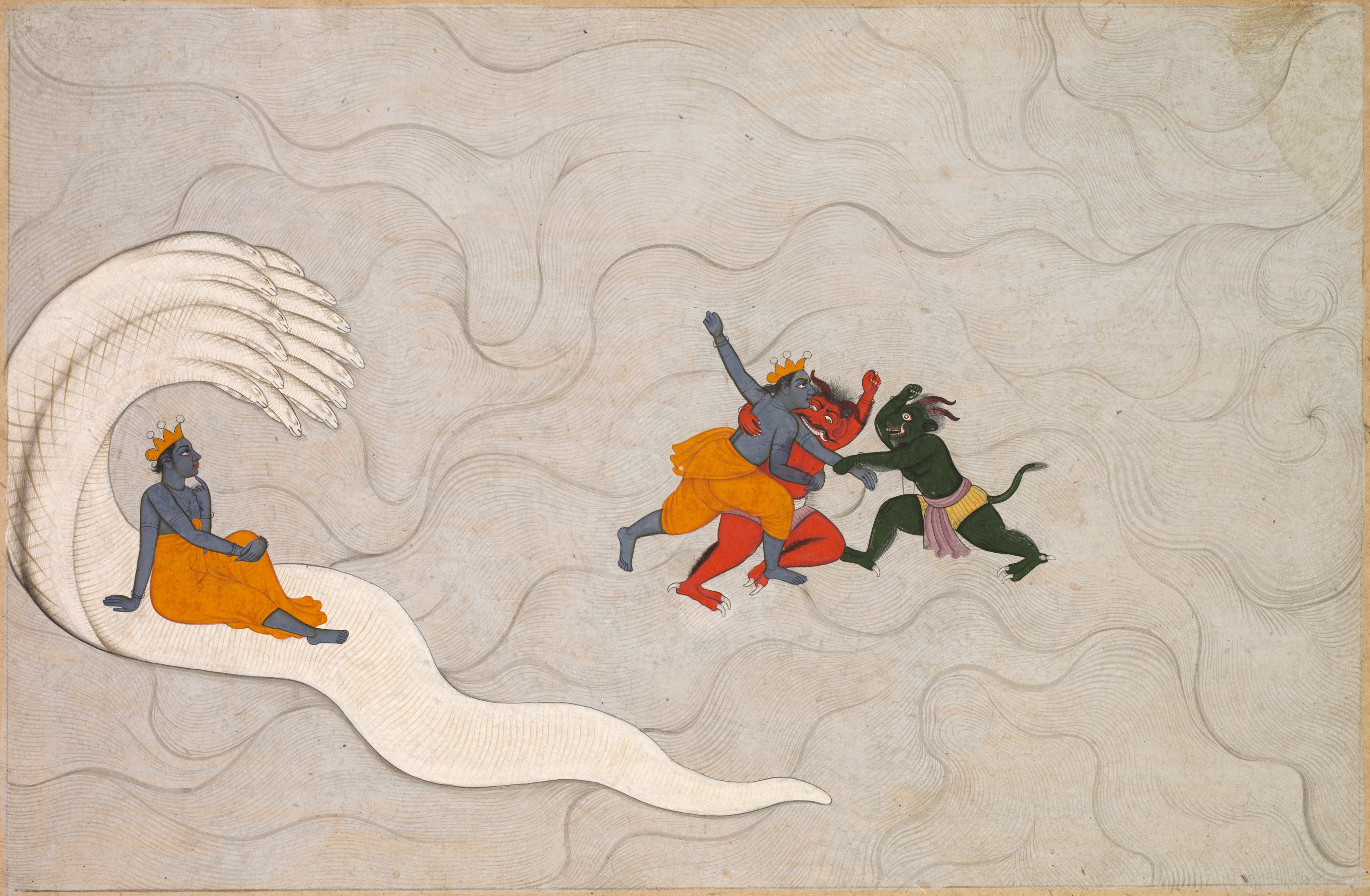 Vishnu Battles Madhu and Kaitabha, from a Markandeya Purana