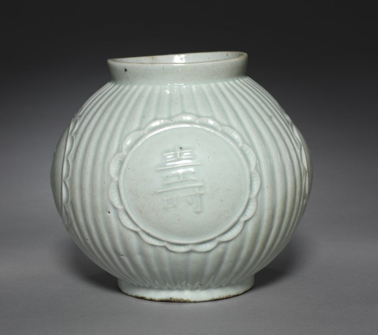 Jar with Four Auspicious Characters in Relief
