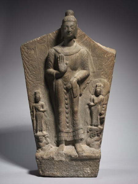 Stele with Maitreya and Attendants