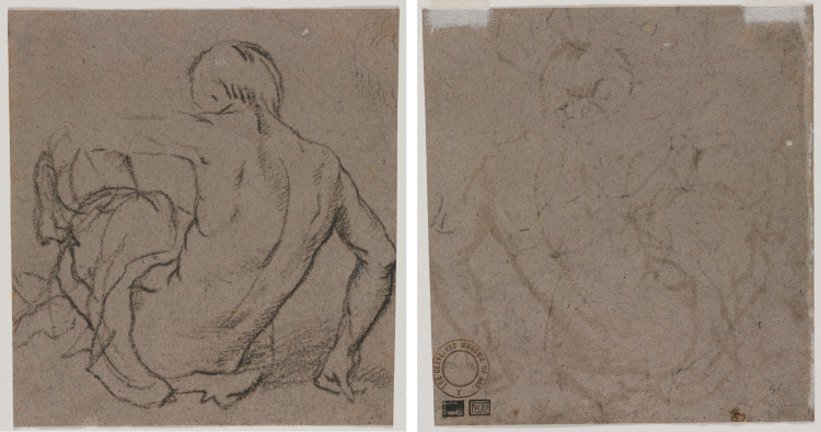 Man Seated on the Ground, Seen from Behind (recto); Sketch (verso)
