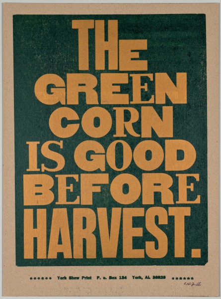The Bad Air Smelled of Roses: The Green Corn is Good Before Harvest