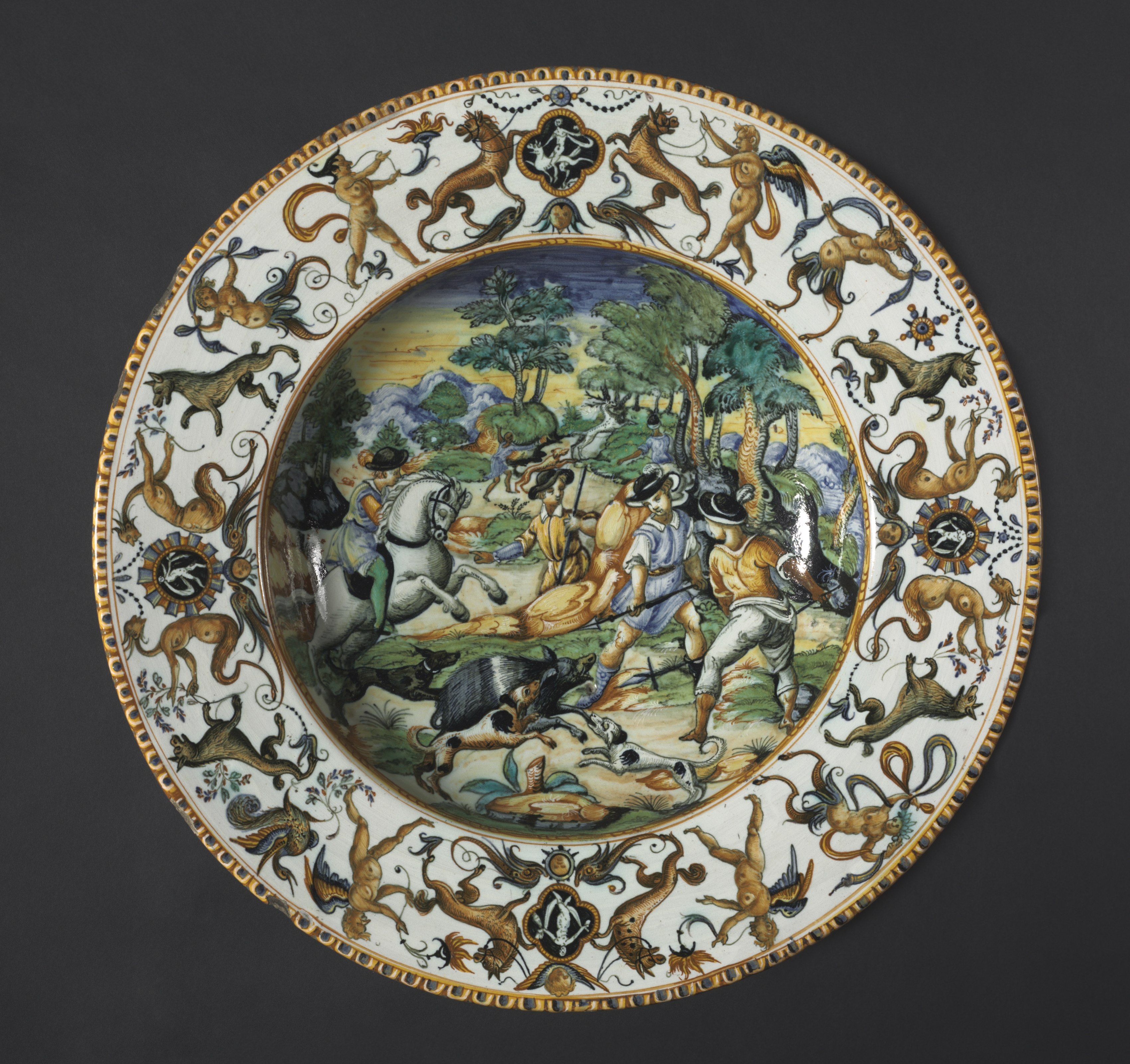 Charger Depicting a Boar Hunt