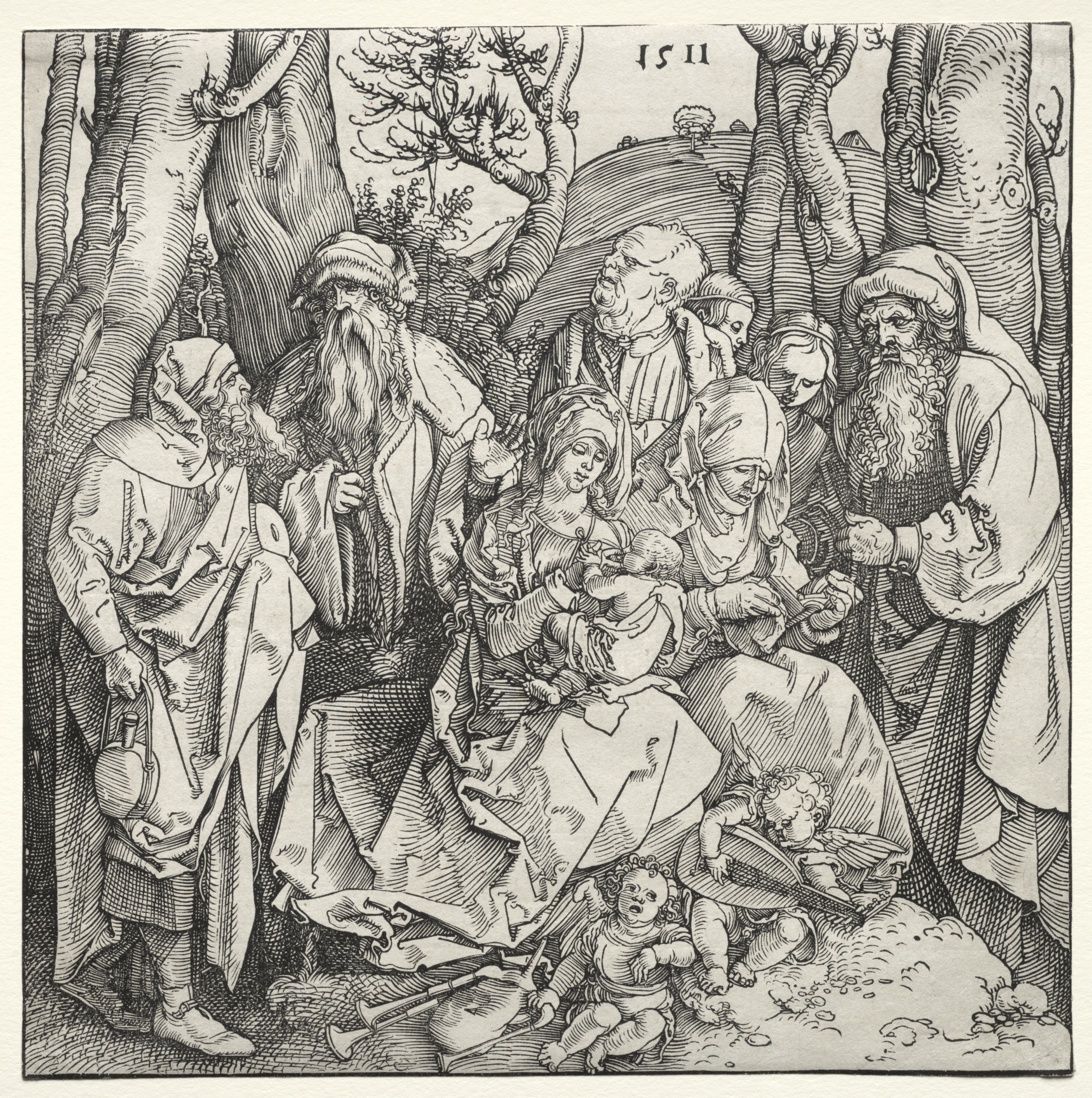 The Holy Family with Two Musician Angels