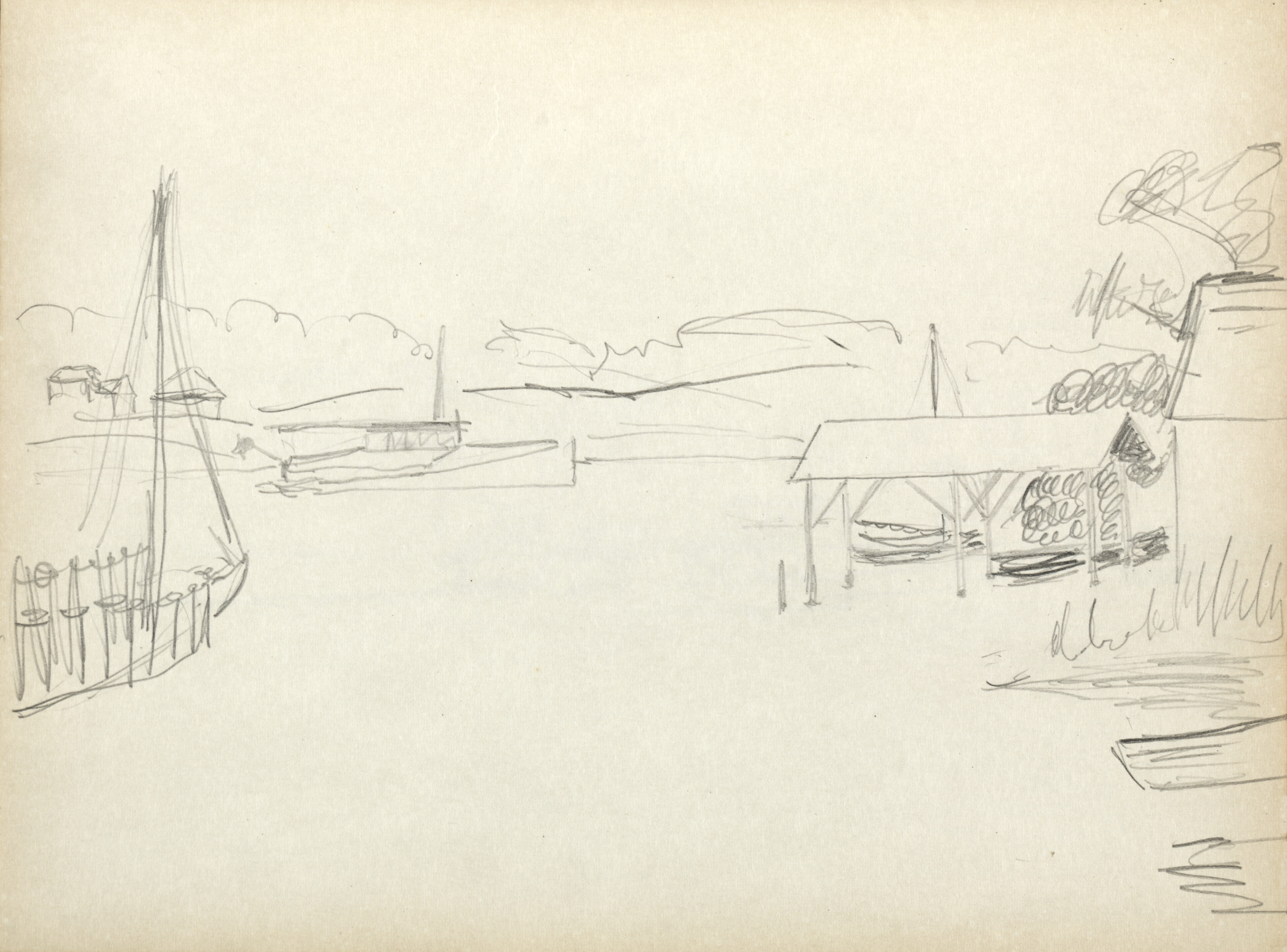Sketchbook #1: Landscape with sailboats (page 19)