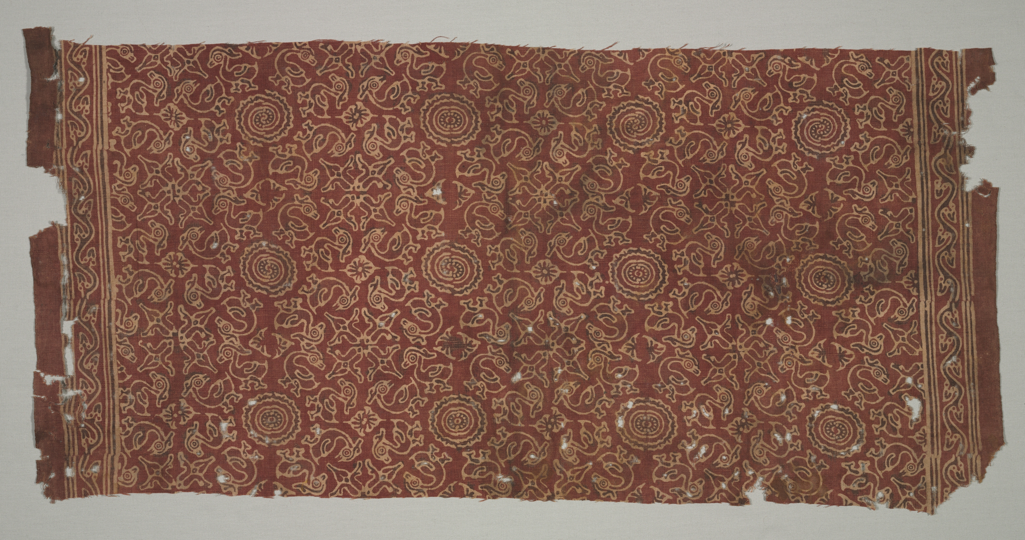Fragment with geese circling lotus medallions