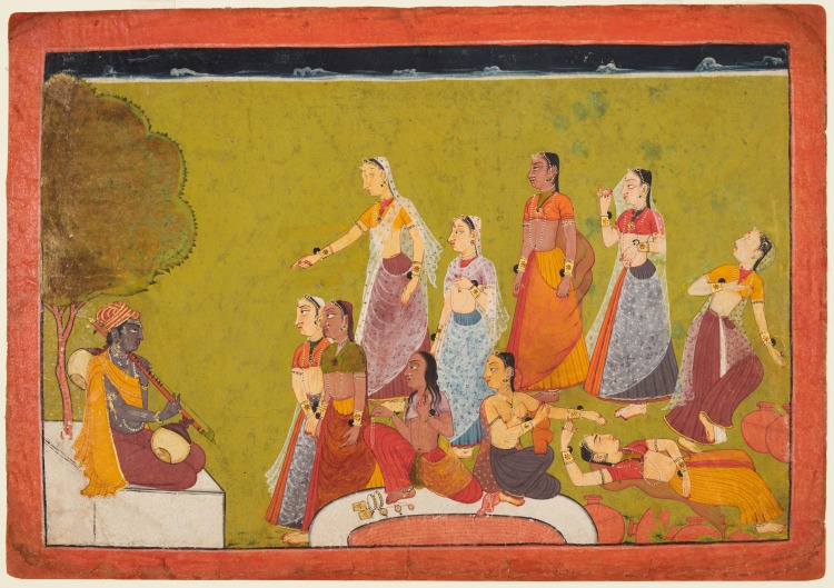 A Group of Women in Ecstasy Before Madhava, from a Madhavanala Kamakandala