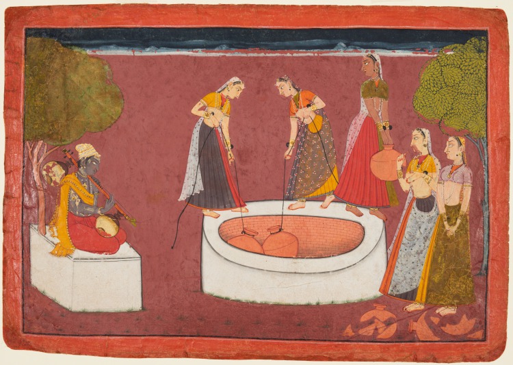 Madhava Plays his Vina before Five Women Drawing Water from a Well, from a Madhavanala Kamakandala