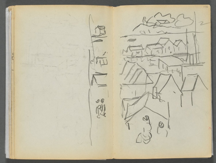 Sketchbook- The Granite Shore Hotel, Rockport, page 174 & 175: Houses 