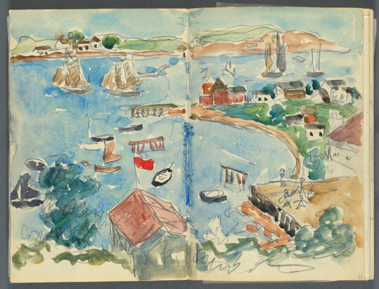 Sketchbook, The Dells, N° 127, page 048 & 49: View of a Cove from above