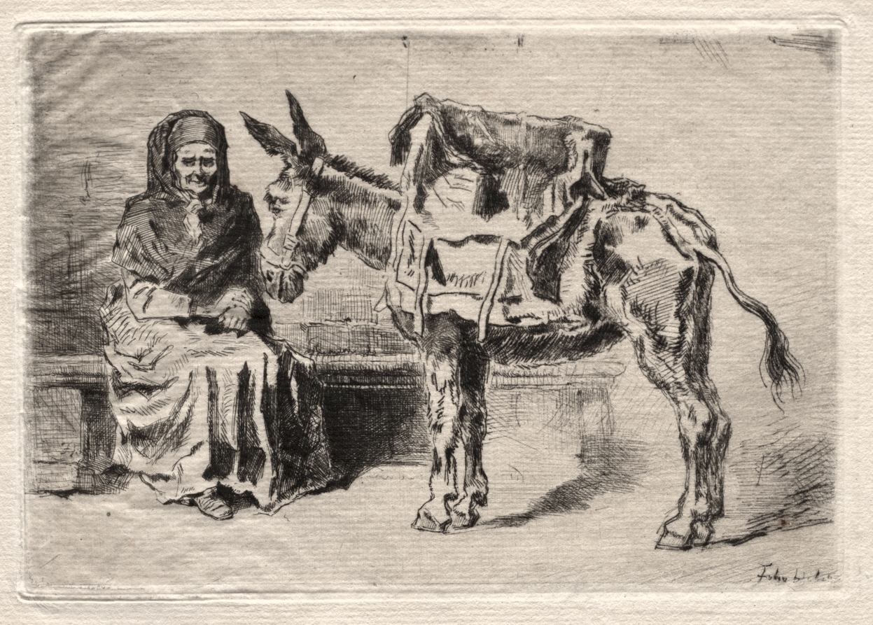 Seated woman with Mule
