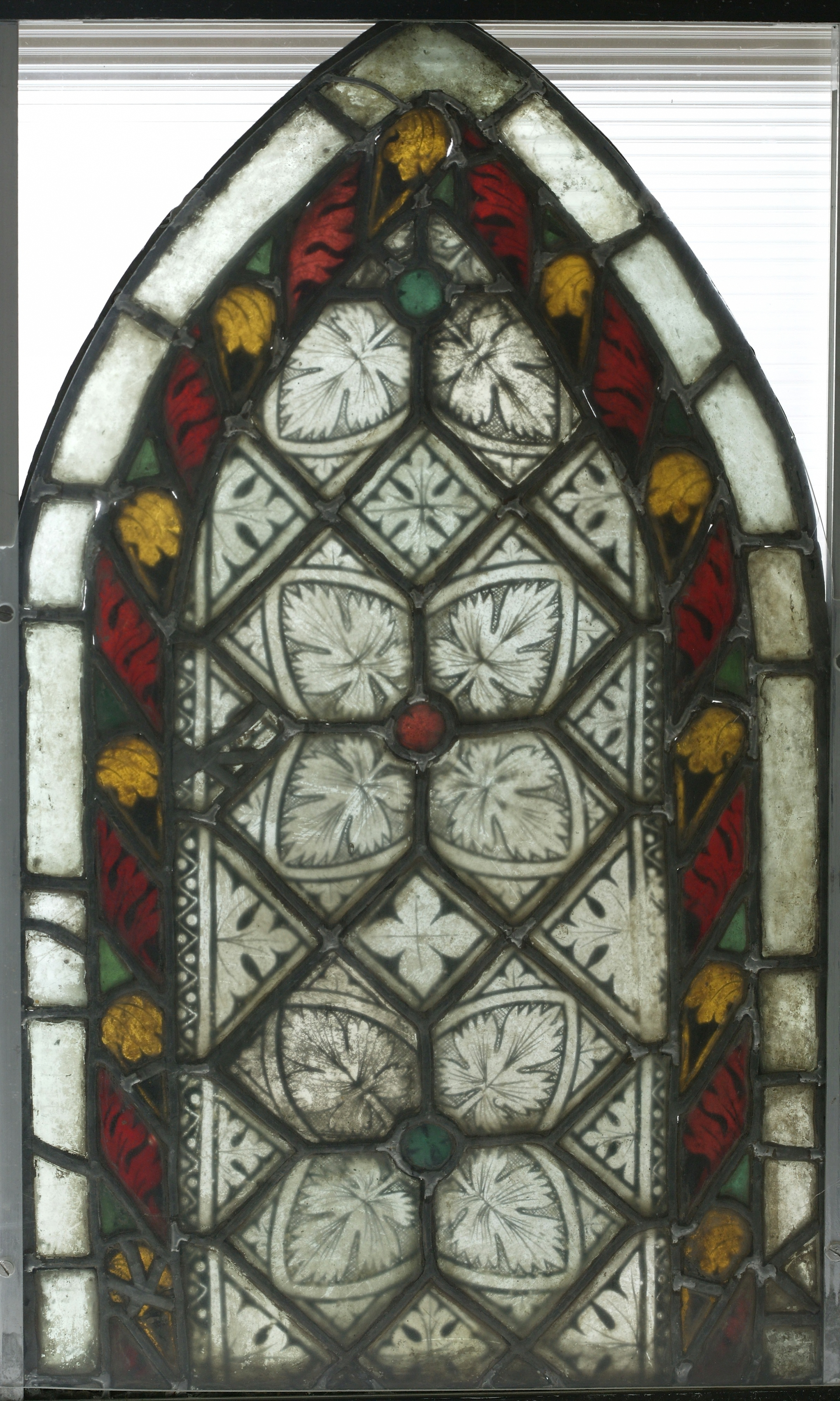 Stained Glass Panel with Aconite Leaves