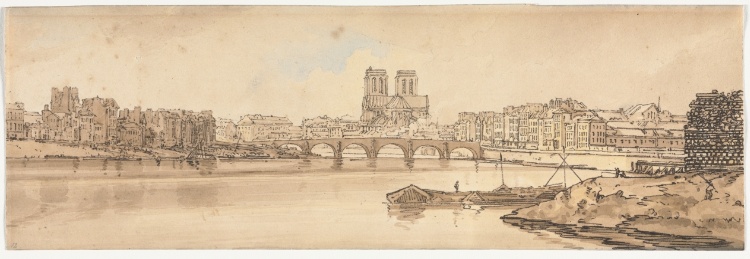 A Selection of Twenty of the Most Picturesque Views in Paris:  View of Pont de la Tournelle and Notre Dame taken from the Arsenal