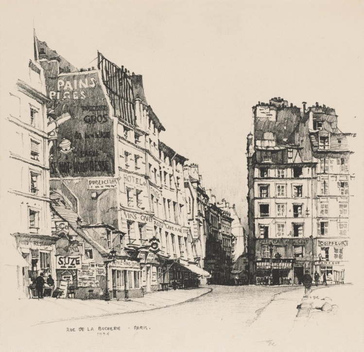 Twenty Lithographs of Old Paris (Vingt Lithographies du Vieux Paris): Rue de la Bûcherie, Paris