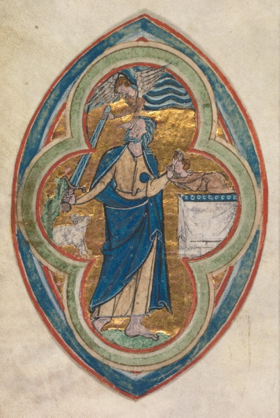 Miniature Excised from a Compendium in historiae genealogia Christi by Peter Poitiers: The Sacrifice of Isaac