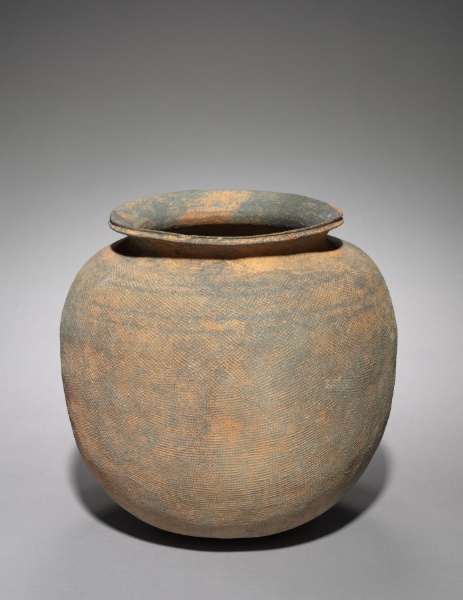 Jar with Loop Handle with Overall Impressed Surface Decoration