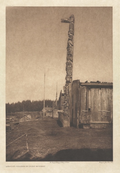 Portfolio X, Plate 353: Qágyuhl Village at Fort Rupert