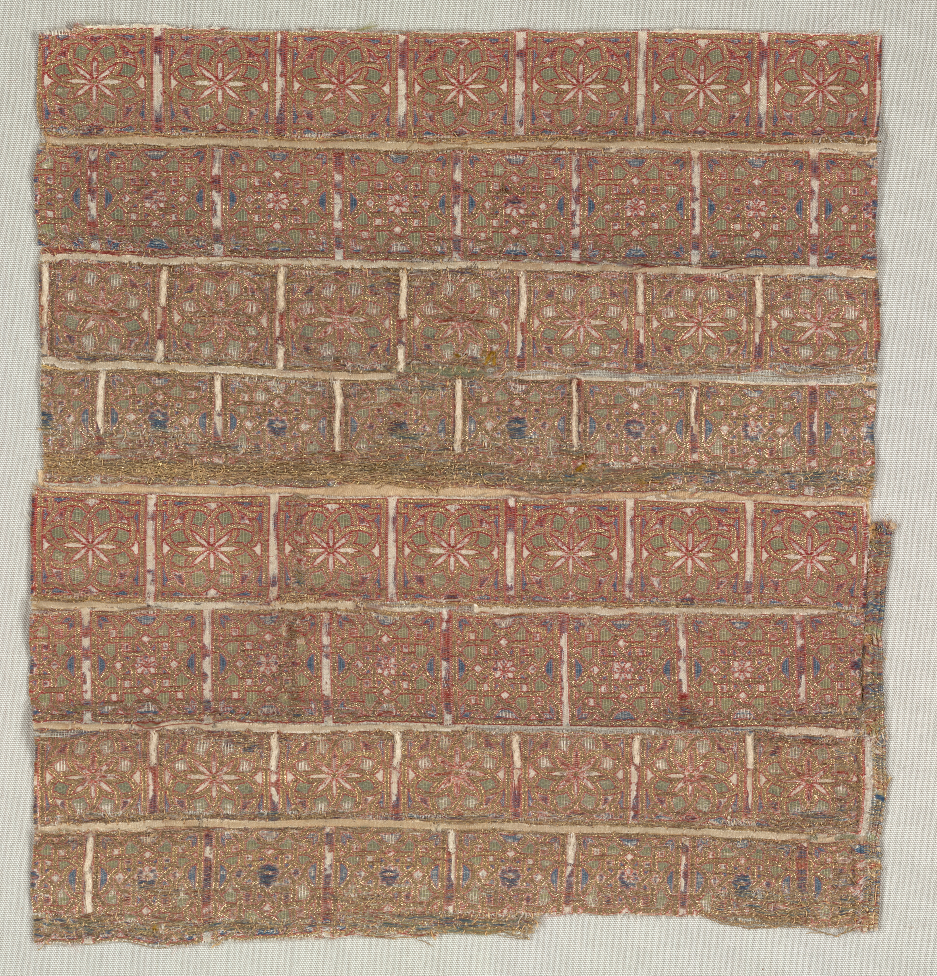 Vestment fragment with stars in staggered squares