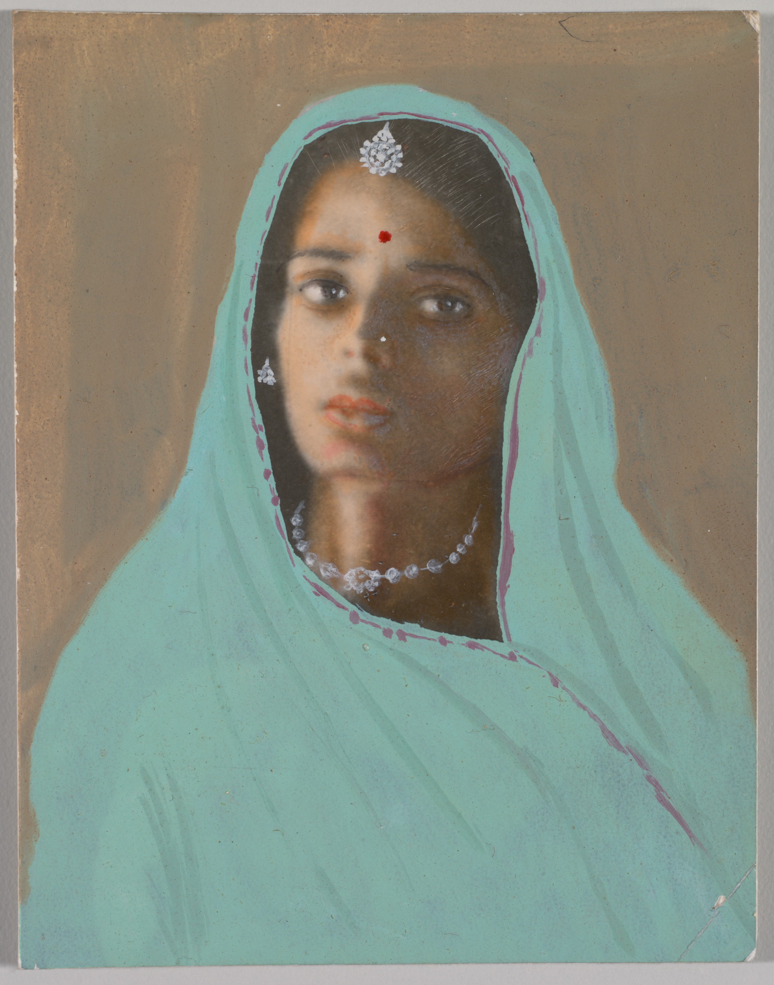 Untitled (Portrait of a Woman in Blue Sari and Veil)
