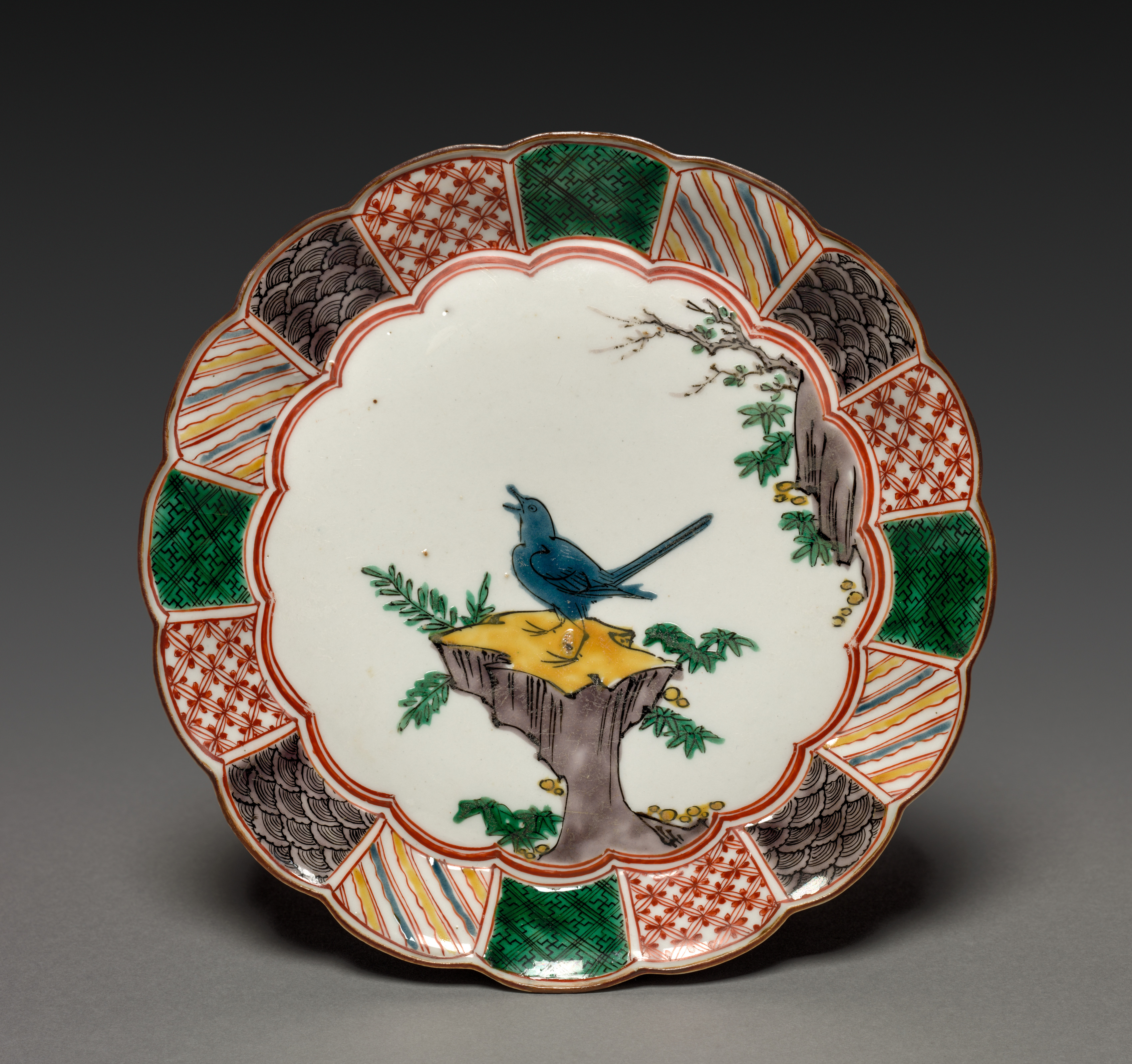 Dish with Singing Bird on a Rock