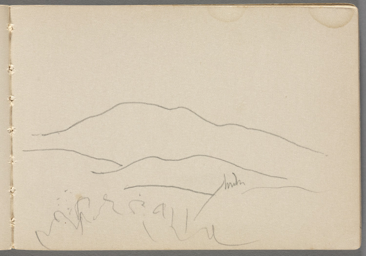 Sketchbook No. 4, page 15: Pencil sketch of hills 