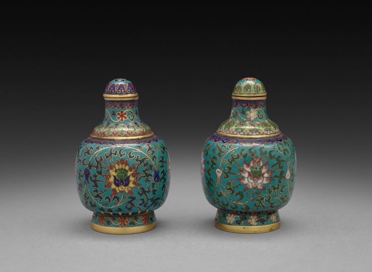 Pair of Snuff Bottles with Floral Scrolls