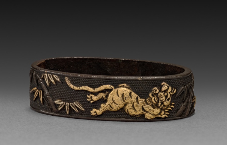 Sword-Hilt Collar (Fuchi) with Tiger in Bamboo