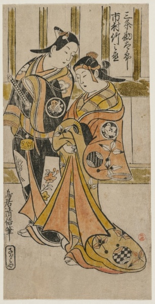 Ichimura Takenojo and Sanjo Kantaro as a Pair of Lovers in the Yoshiwara