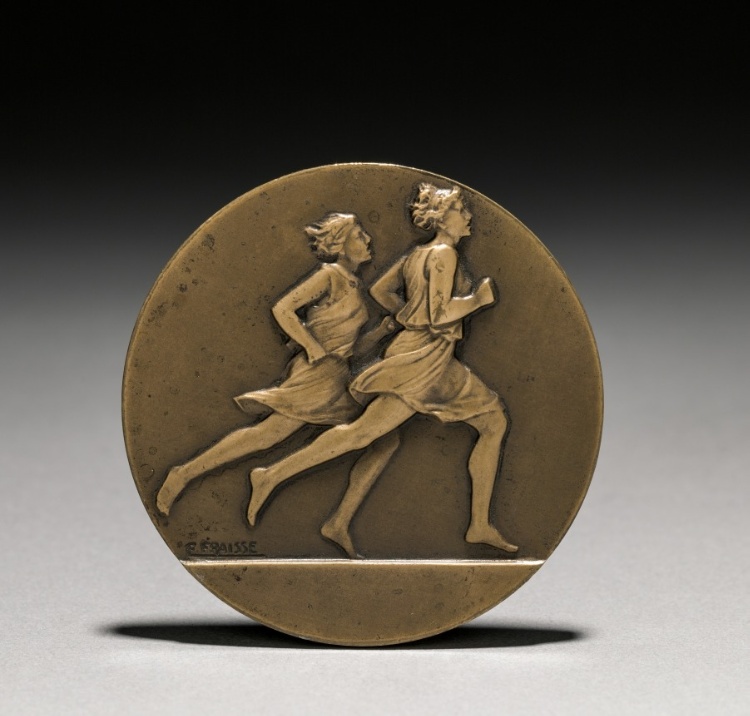 Medal with Two Girls Running
