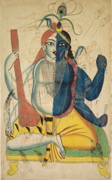 Hari-Hara (recto), from a Kalighat album