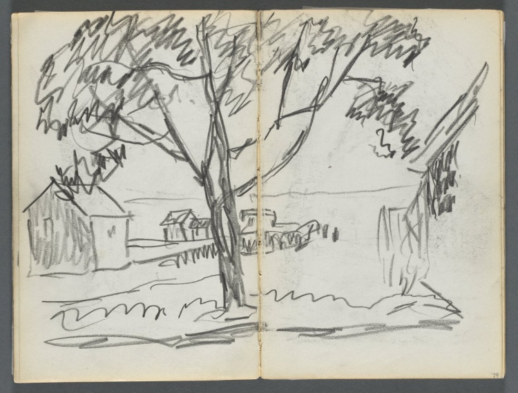 Sketchbook, The Dells, N° 127, page 078 & 79: Landscape with Houses