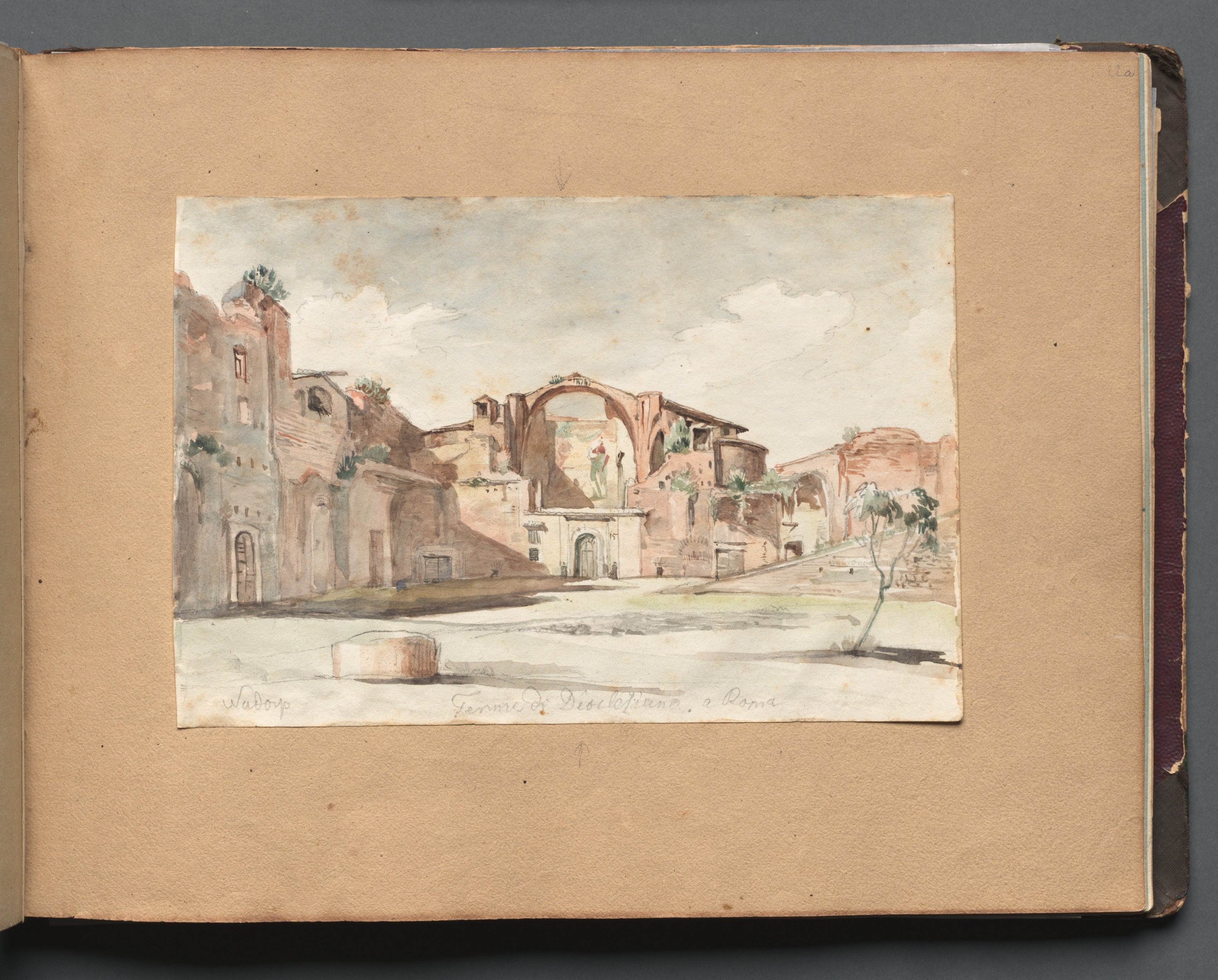 Album with Views of Rome and Surroundings, Landscape Studies, page 22a: "Terme di Diocleziano, Rome"