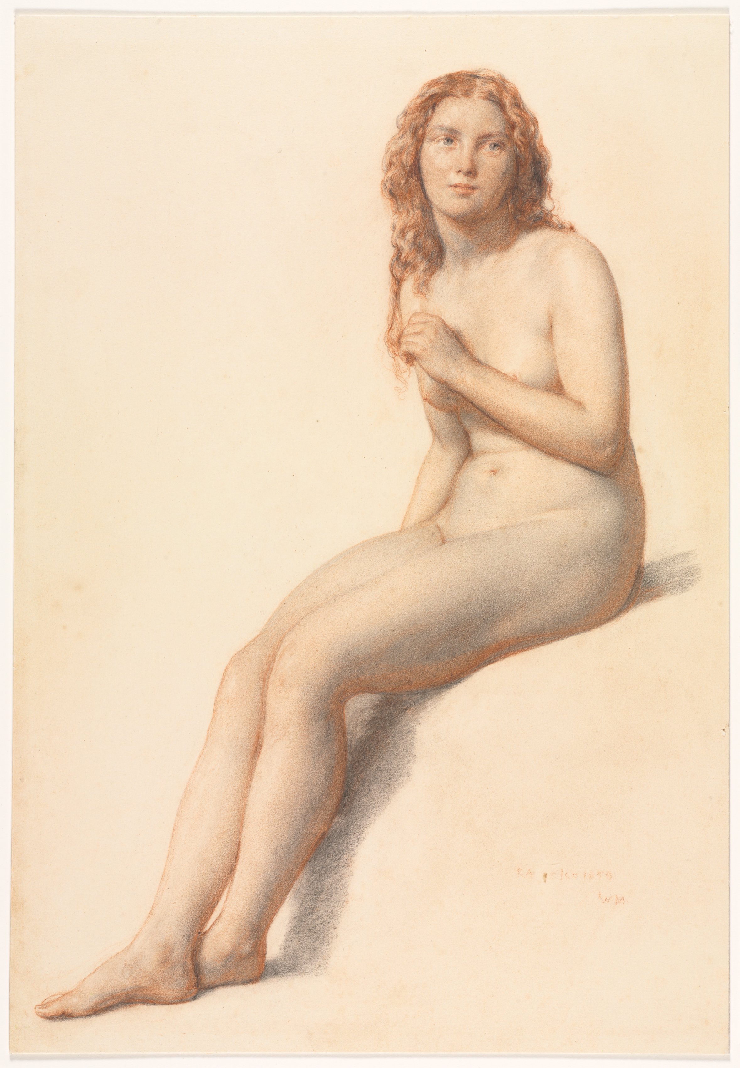 Female Nude, Seated, Three Quarter View from Front