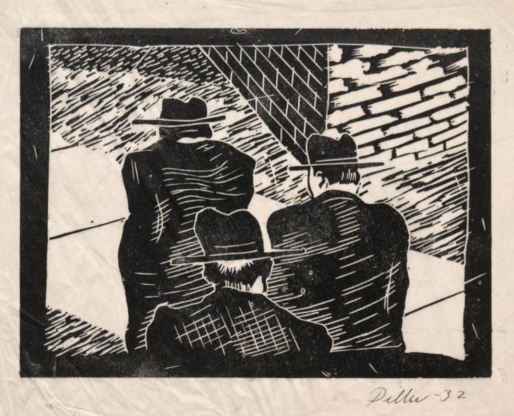 Untitled (Three Men with Hats in City Street)