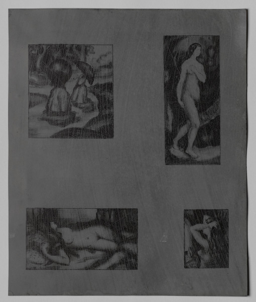 Women with Parasols; Walking Nude; Reclining Nude, No. 1; and Woman Combing Her Hair
