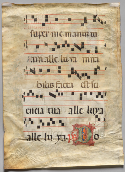 Leaf from a Gradual: Historiated Initial R: Initial D (verso)