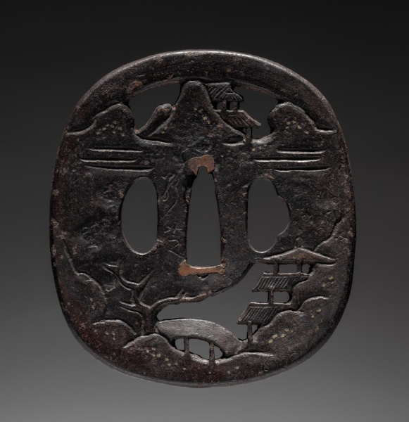Sword Guard (Tsuba) with Chinese Landscape