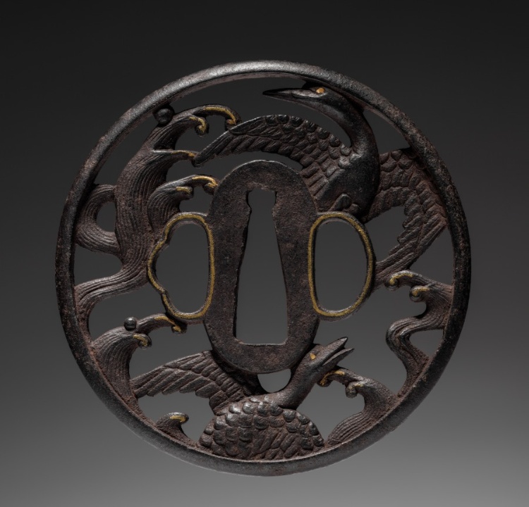 Sword Guard (Tsuba) with Geese and Waves