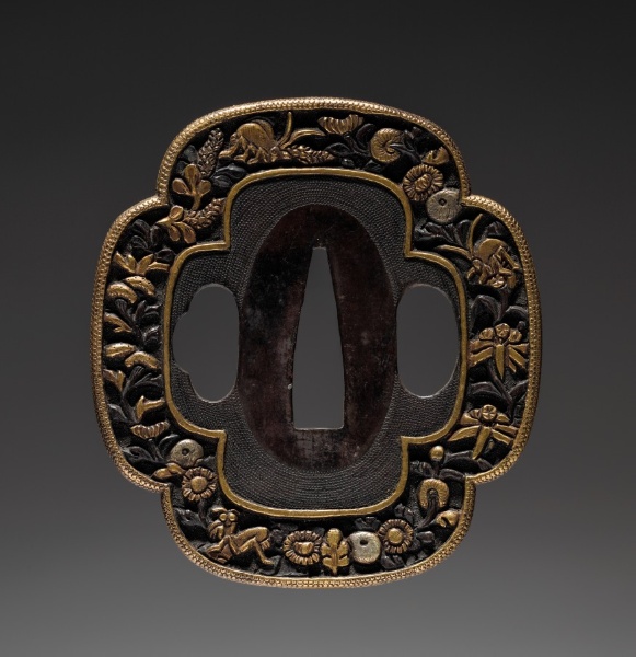 Sword Guard (Tsuba) with Insects and Flowers