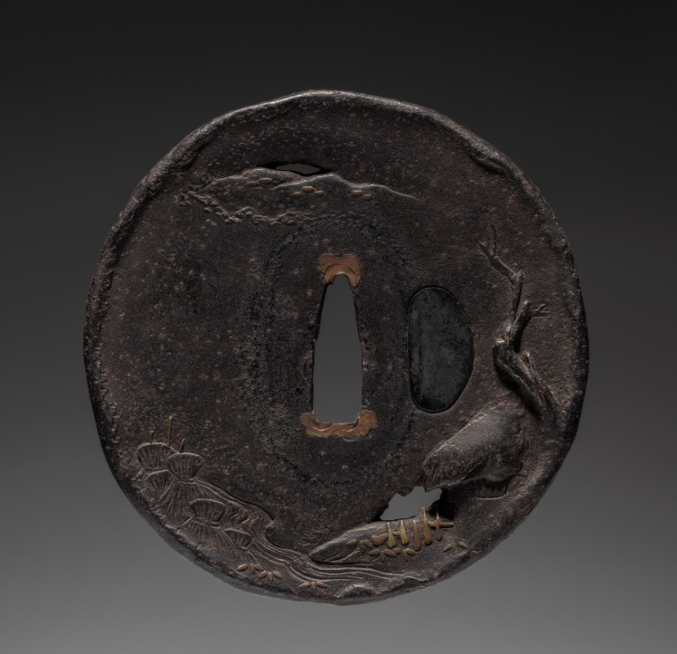 Sword Guard (Tsuba) with House and Rice Harvest