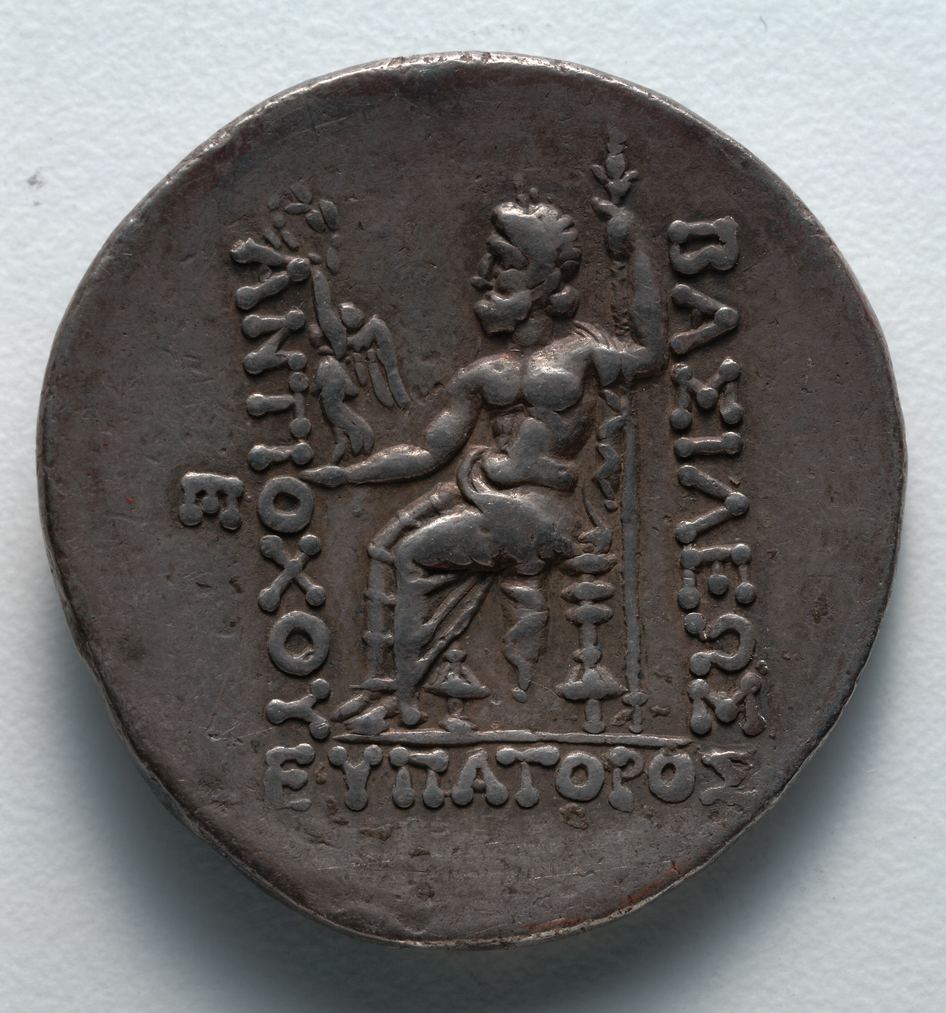 Tetradrachm: Zeus Nikephoros (Seated, Holding Nike) (reverse)