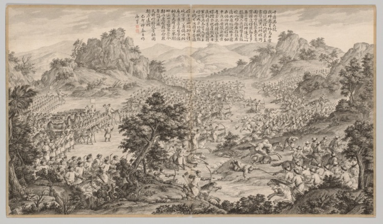 Great Victory at Hu'erman: from Battle Scenes of the Quelling of Rebellions in the Western Regions, with Imperial Poems